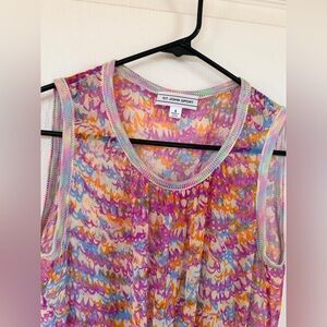 St. John Sport Sheer Abstract Sleeveless Silk Blouse